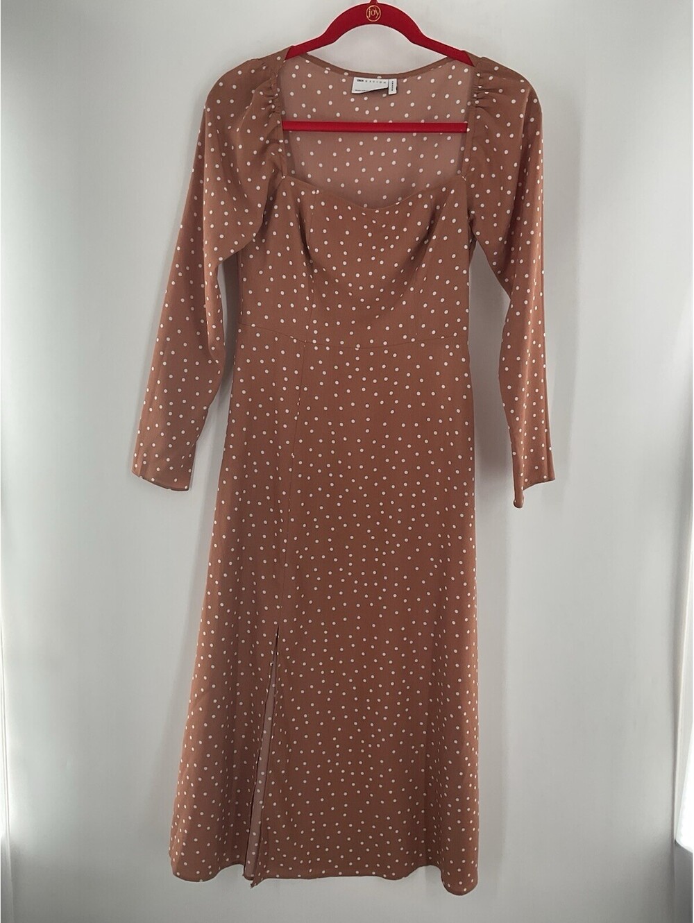 ASOS Design Women’s Polkadot Size 2 Dress Square Neck 3/4 Sleeve Maxi 138